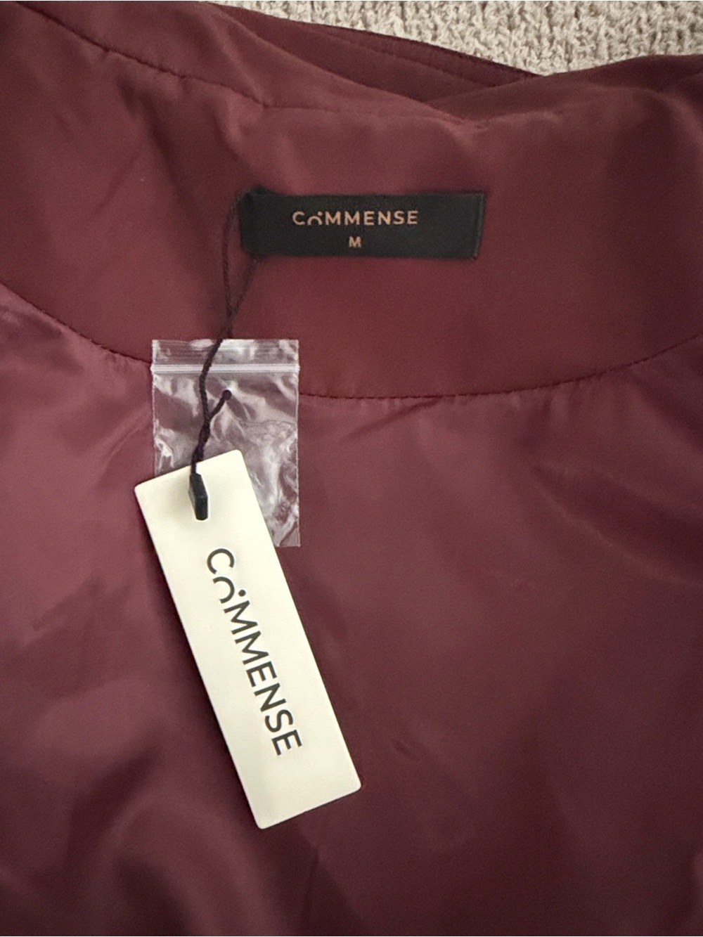 Commense Burgundy Short Trench Coat with Buckle Collar - Picture 9 of 10